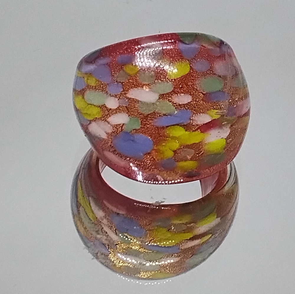 Murano Style Glass Domed Ring size 5